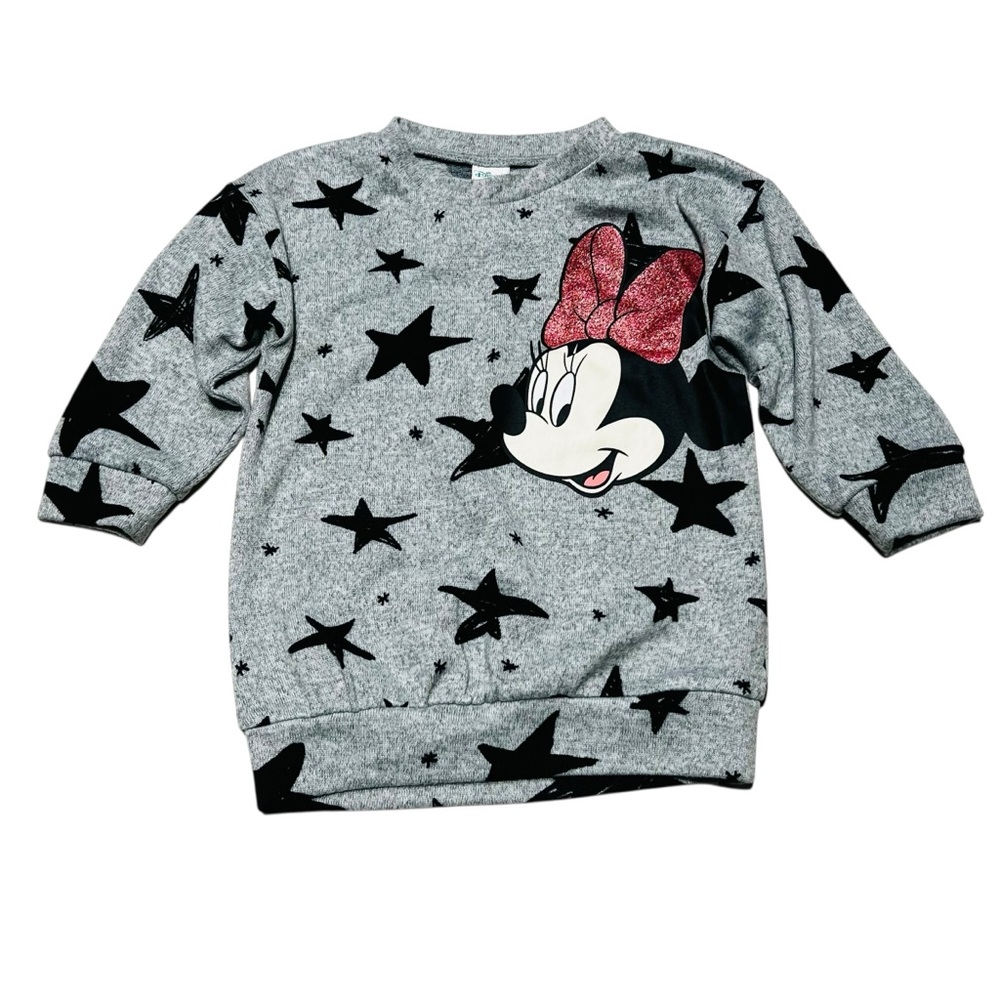 Disney Gray Sweatshirt Dress with Black‎ Stars and Character Design